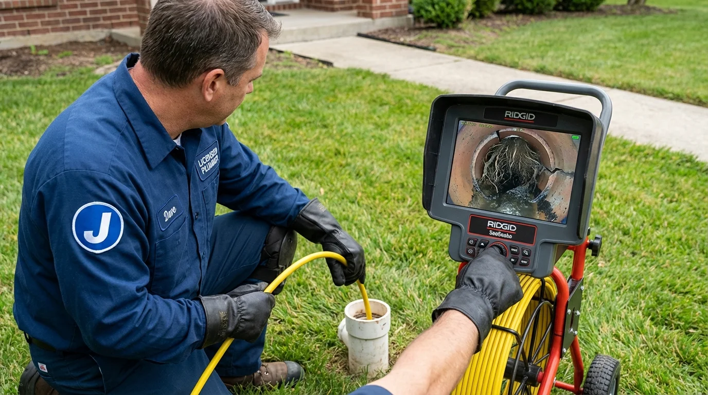 Sewer camera inspection being performed by Johns Plumbing LLC in Saint Michael